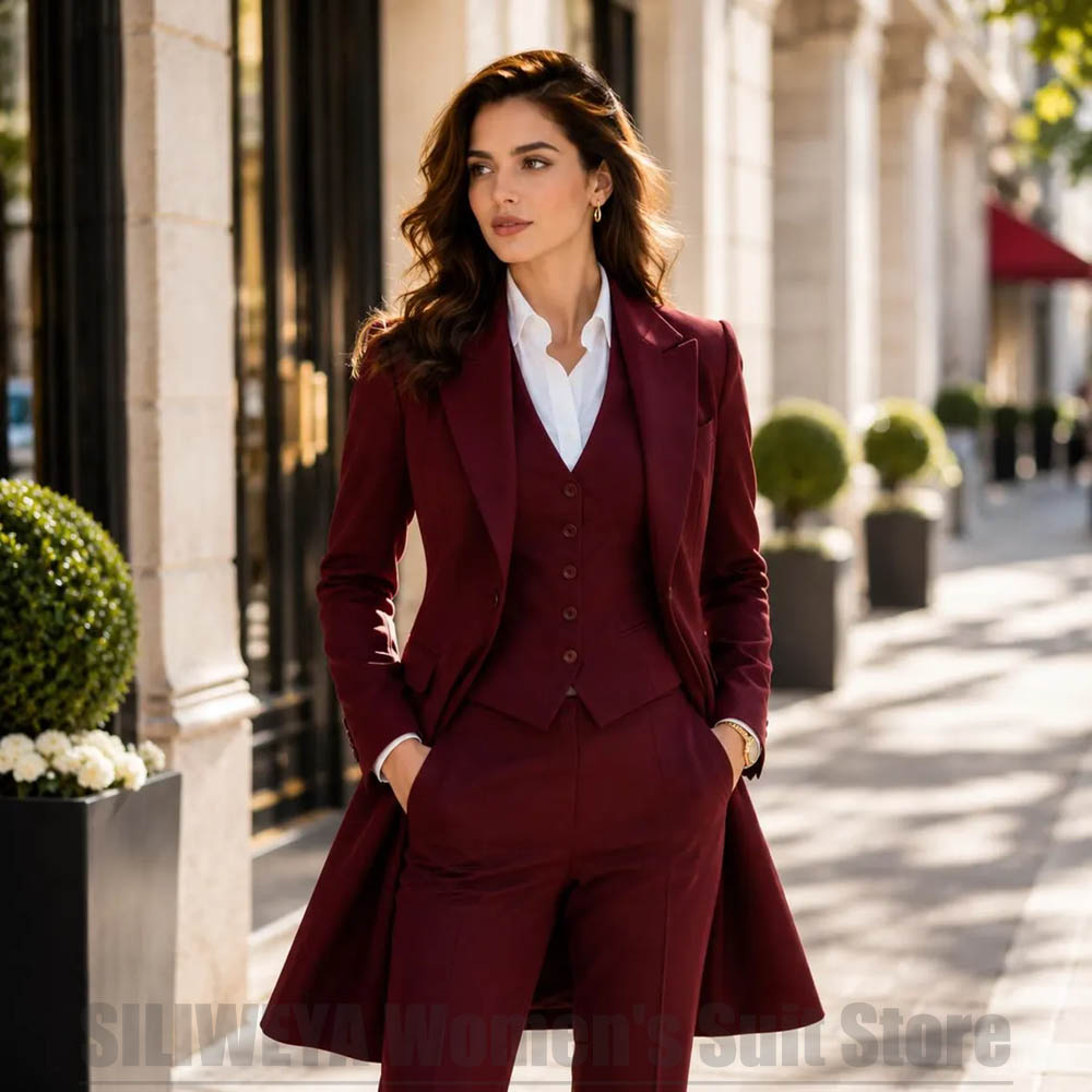 Women'S Formal Wear Pants Suit - 패션 여성 3피스 수트 우아한 피크