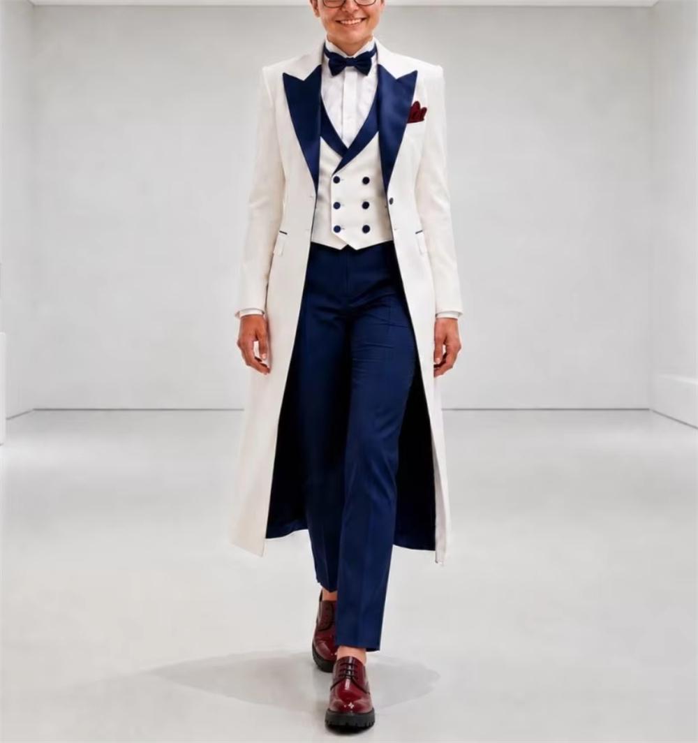 Women'S Formal Wear Suits - 네이비 블루 화이트 여성 재킷 수트