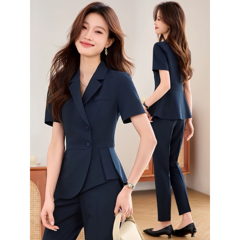 Women'S Formal Wear Pants Suit - 네이비 블루 여성용 얇은 전문직 정장2025신상