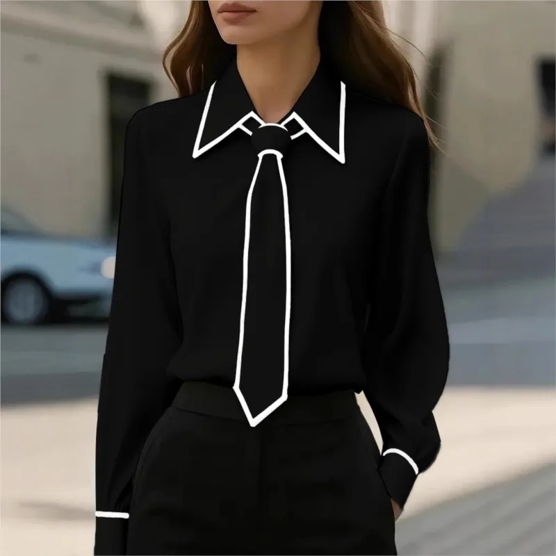 여성 블라우스 패션 셔츠 포멀 보타이 긴소매 배색 트림 - Women'S Formal Wear Suits 리뷰 및 가격