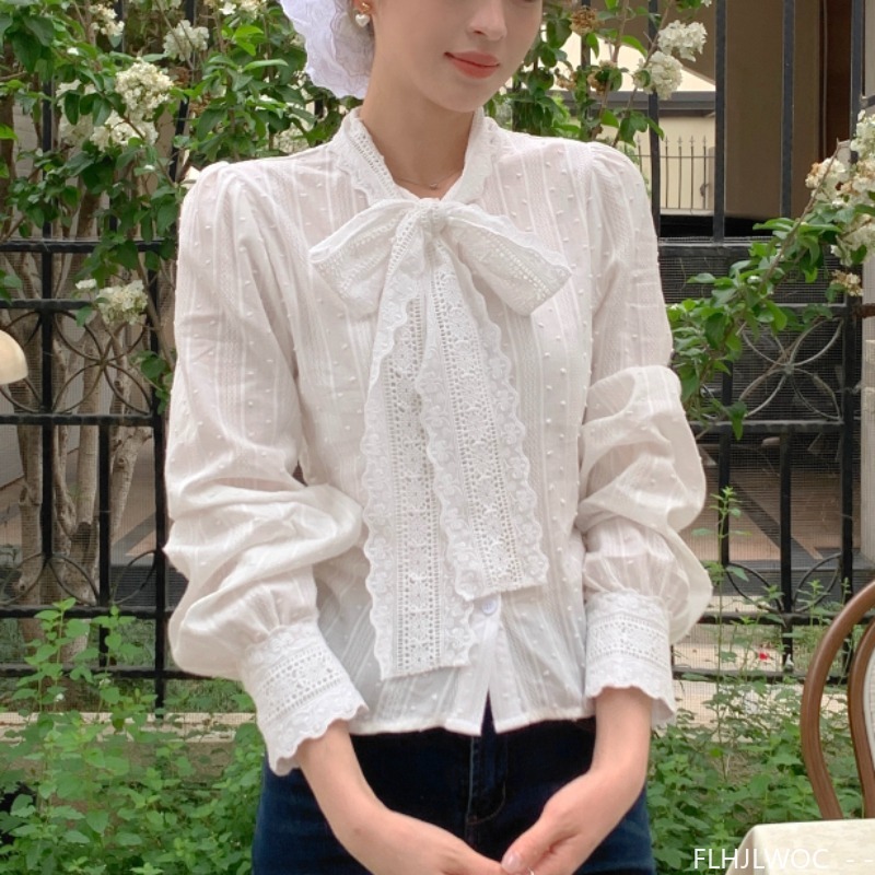 레트로 빈티지 레이스 보우 타이 탑 귀여운 소녀 봄 가 - Formal Wear Japan Women 리뷰 및 가격