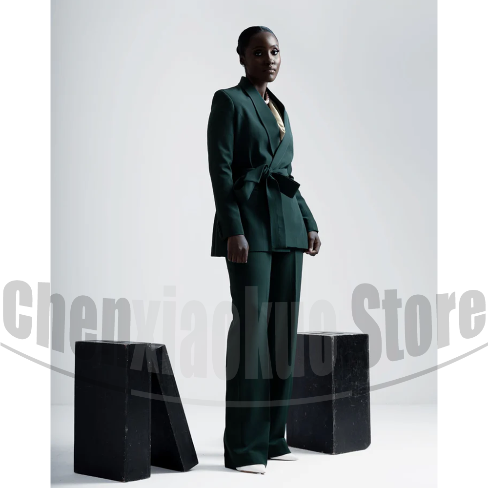 여성용 벨티드 블레이저와 와이드 레그 팬츠 투피스, 우 - Women'S Formal Wear Pants Suit 리뷰 및 가격