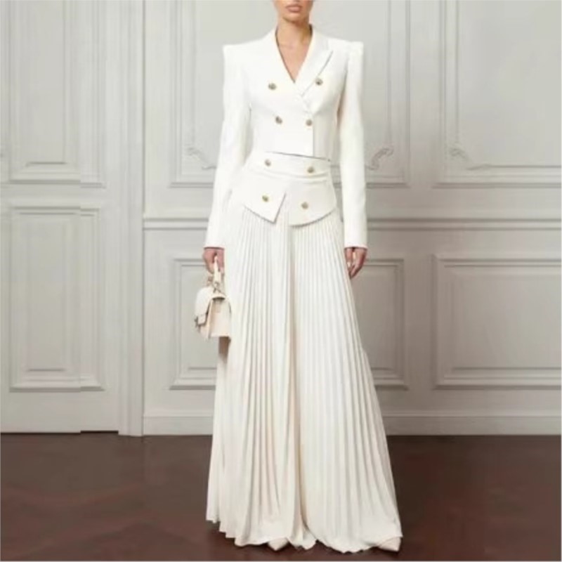 우아한 분위기의 2피스 세트, 라펠 버튼 블레이저 코트 - Women'S Formal Wear Suits 리뷰 및 가격