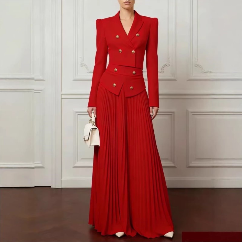 우아한 분위기의 2피스 세트, 라펠 버튼 블레이저 코트 - Women'S Formal Wear Suits 리뷰 및 가격