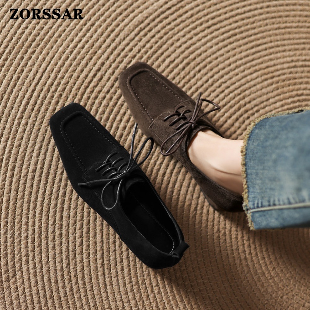 여성용 브라운 스웨이드 스퀘어 토 레이스업 옥스퍼드 슈 - Formal Women Daily Wear Shoes 리뷰 및 가격