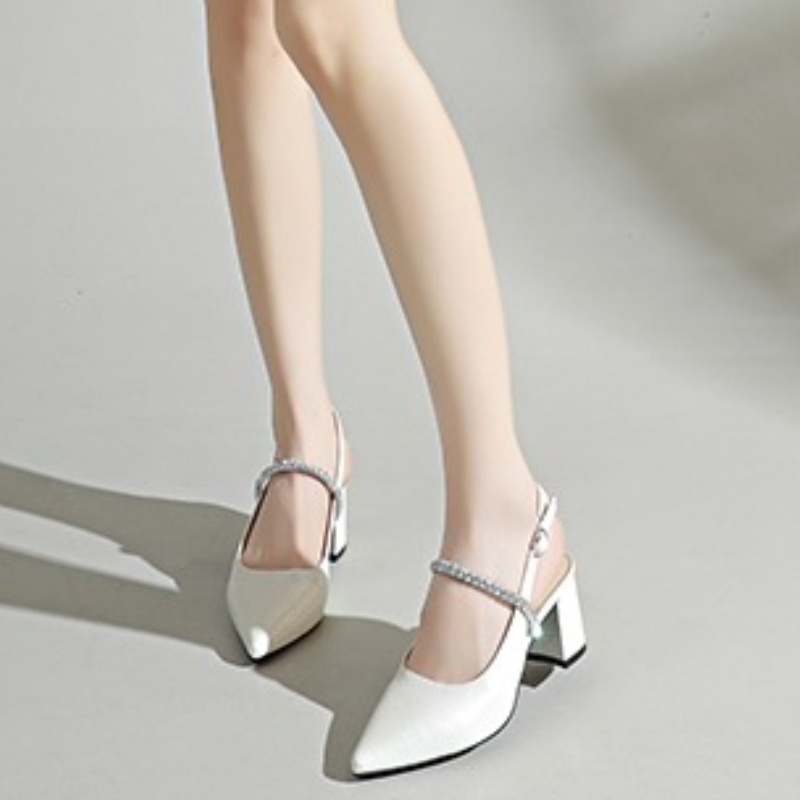 여성용 스퀘어토 라인스톤 앵클 스트랩 펌프스 블록 힐  - Formal Women Daily Wear Shoes 리뷰 및 가격