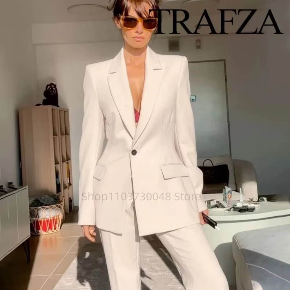 패션 오피스 여성 블레이저 및 바지 정장 세트, 화이트 - Women'S Formal Wear Pants Suit 리뷰 및 가격