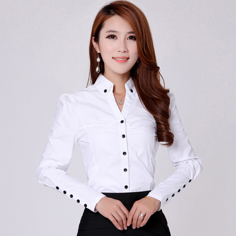봄과 가을 새로운 여성 긴 소매 작업복 흰색 셔츠 한국 - Women'S Formal Wear Suits 리뷰 및 가격